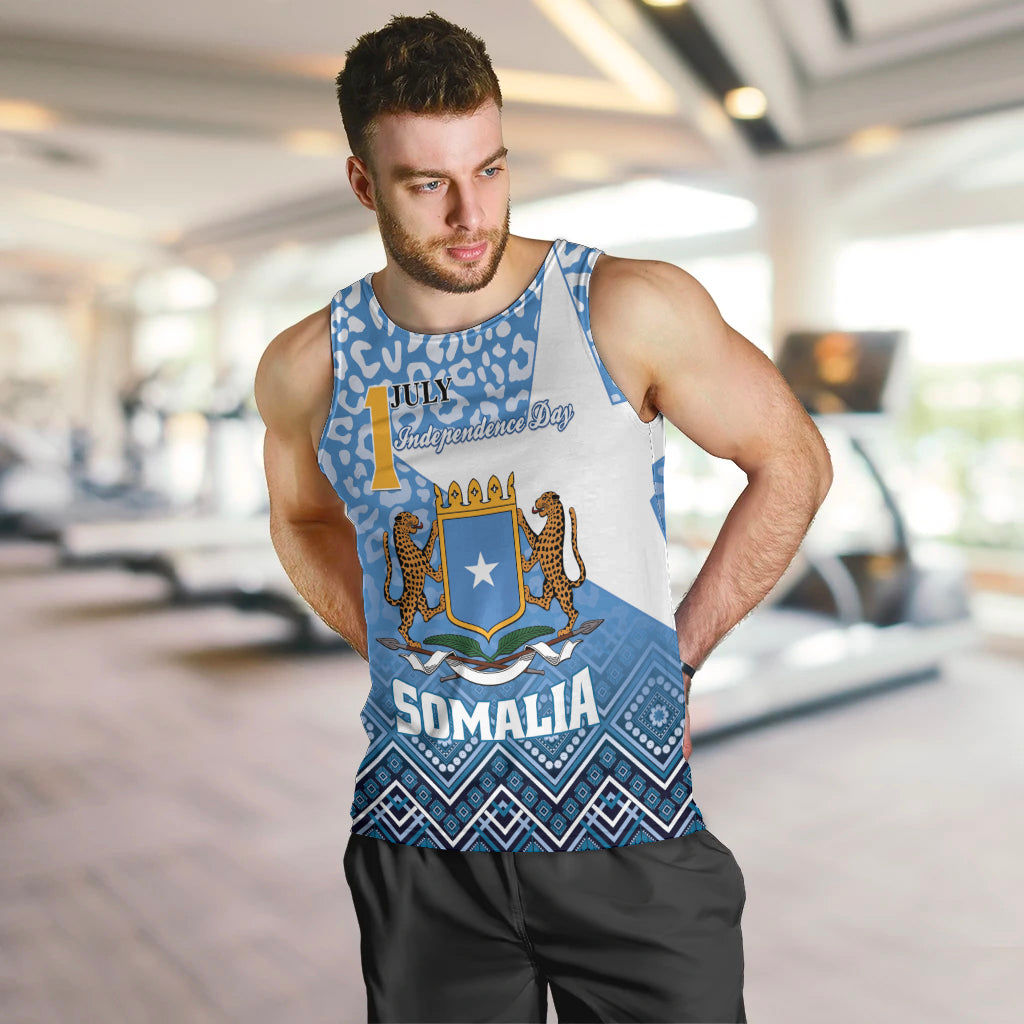 Personalized Somalia Independence Day 2024 Men Tank Top Somali Star Leopard Mix African Pattern