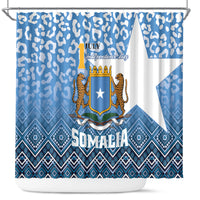 Somalia Independence Day 2024 Shower Curtain Somali Star Leopard Mix African Pattern