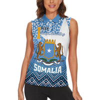 Personalized Somalia Independence Day 2024 Women Sleeveless Polo Shirt Somali Star Leopard Mix African Pattern - Wonder Print Shop