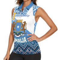 Personalized Somalia Independence Day 2024 Women Sleeveless Polo Shirt Somali Star Leopard Mix African Pattern - Wonder Print Shop
