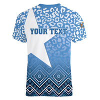 Personalized Somalia Independence Day 2024 Women V-Neck T-Shirt Somali Star Leopard Mix African Pattern - Wonder Print Shop