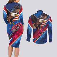 Personalized USA Independence Day 2024 Couples Matching Long Sleeve Bodycon Dress and Long Sleeve Button Shirt United States Eagle - Wonder Print Shop