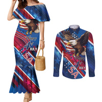 Personalized USA Independence Day 2024 Couples Matching Mermaid Dress and Long Sleeve Button Shirt United States Eagle