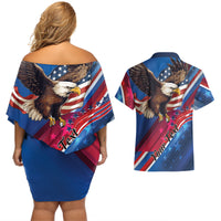 Personalized USA Independence Day 2024 Couples Matching Off Shoulder Short Dress and Hawaiian Shirt United States Eagle - Wonder Print Shop