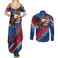 Personalized USA Independence Day 2024 Couples Matching Summer Maxi Dress and Long Sleeve Button Shirt United States Eagle - Wonder Print Shop