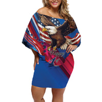 Personalized USA Independence Day 2024 Family Matching Off Shoulder Short Dress and Hawaiian Shirt United States Eagle - Wonder Print Shop