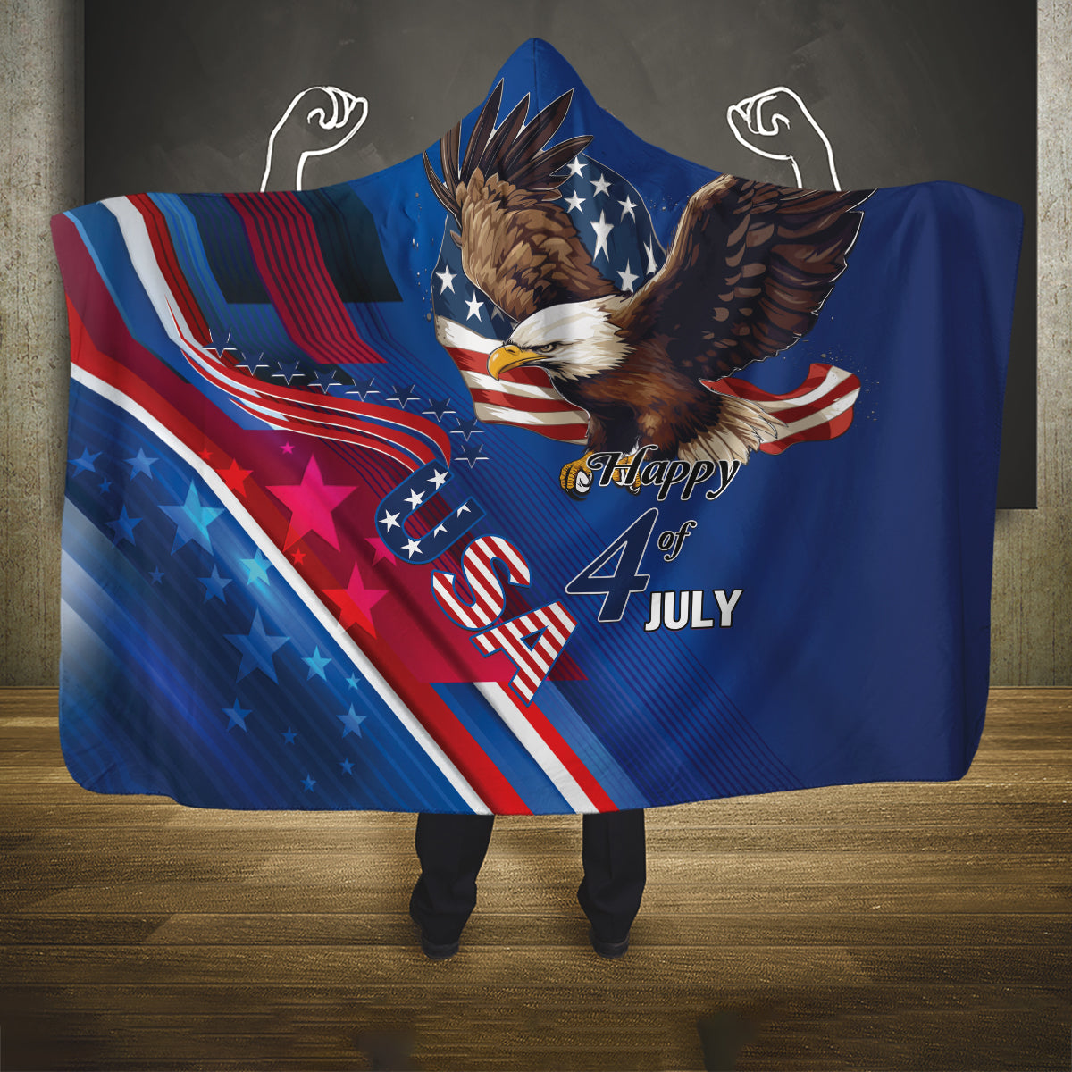 USA Independence Day 2024 Hooded Blanket United States Eagle