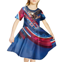Personalized USA Independence Day 2024 Kid Short Sleeve Dress United States Eagle - Wonder Print Shop