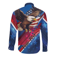 Personalized USA Independence Day 2024 Long Sleeve Button Shirt United States Eagle - Wonder Print Shop