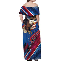 Personalized USA Independence Day 2024 Off Shoulder Maxi Dress United States Eagle - Wonder Print Shop