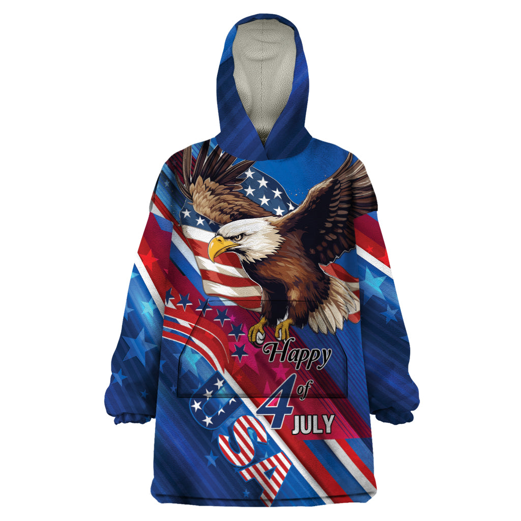 Personalized USA Independence Day 2024 Wearable Blanket Hoodie United States Eagle