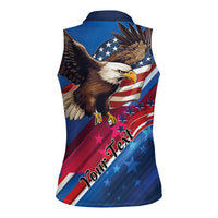 Personalized USA Independence Day 2024 Women Sleeveless Polo Shirt United States Eagle - Wonder Print Shop