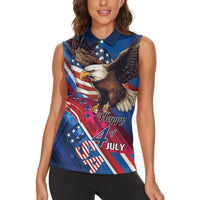 Personalized USA Independence Day 2024 Women Sleeveless Polo Shirt United States Eagle - Wonder Print Shop