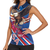 Personalized USA Independence Day 2024 Women Sleeveless Polo Shirt United States Eagle - Wonder Print Shop