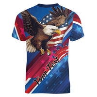 Personalized USA Independence Day 2024 Women V-Neck T-Shirt United States Eagle - Wonder Print Shop