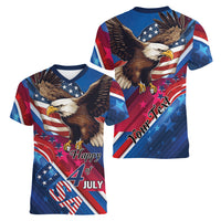 Personalized USA Independence Day 2024 Women V-Neck T-Shirt United States Eagle - Wonder Print Shop