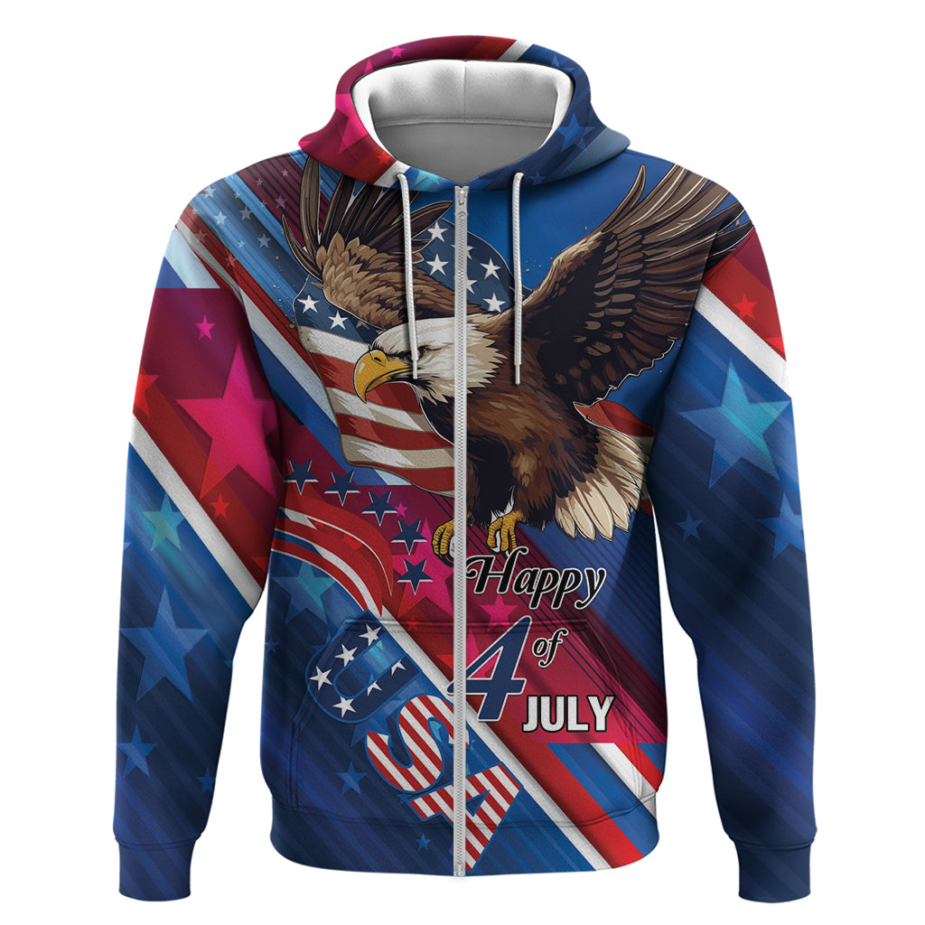 Personalized USA Independence Day 2024 Zip Hoodie United States Eagle