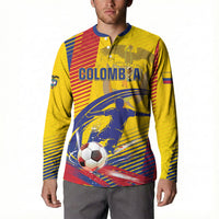 Custom Colombia 2026 World Football Button Sweatshirt Los Cafeteros Go Champion