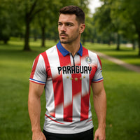 Custom Paraguay 2026 World Football Zipper Polo Shirt La Albirroja Go Champion
