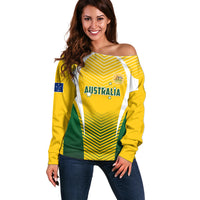 Australia Soccer Off Shoulder Sweater Matildas Sporty Yellow Version - Wonder Print Shop