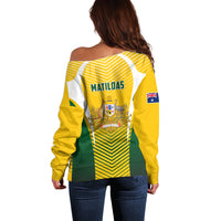 Australia Soccer Off Shoulder Sweater Matildas Sporty Yellow Version - Wonder Print Shop