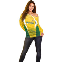 Australia Soccer Off Shoulder Sweater Matildas Sporty Yellow Version - Wonder Print Shop
