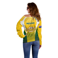 Australia Soccer Off Shoulder Sweater Matildas Sporty Yellow Version - Wonder Print Shop