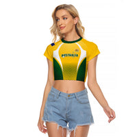 Australia Soccer Raglan Cropped T Shirt Matildas Sporty Yellow Version - Wonder Print Shop