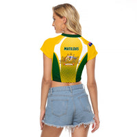 Australia Soccer Raglan Cropped T Shirt Matildas Sporty Yellow Version - Wonder Print Shop