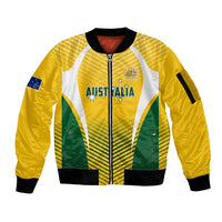 Australia Soccer Sleeve Zip Bomber Jacket Matildas Sporty Yellow Version - Wonder Print Shop