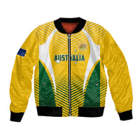 Personalised Australia Soccer Bomber Jacket Matildas Sporty Yellow Version - Wonder Print Shop