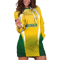 Personalised Australia Soccer Hoodie Dress Matildas Sporty Yellow Version - Wonder Print Shop