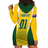 Personalised Australia Soccer Hoodie Dress Matildas Sporty Yellow Version - Wonder Print Shop