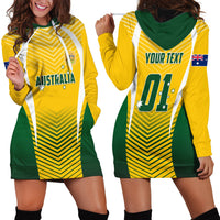 Personalised Australia Soccer Hoodie Dress Matildas Sporty Yellow Version - Wonder Print Shop