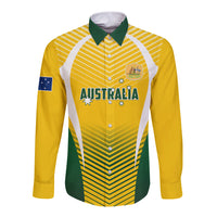 Personalised Australia Soccer Long Sleeve Button Shirt Matildas Sporty Yellow Version - Wonder Print Shop