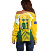 Personalised Australia Soccer Off Shoulder Sweater Matildas Sporty Yellow Version - Wonder Print Shop