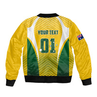 Personalised Australia Soccer Sleeve Zip Bomber Jacket Matildas Sporty Yellow Version - Wonder Print Shop
