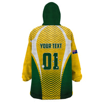 Personalised Australia Soccer Wearable Blanket Hoodie Matildas Sporty Yellow Version - Wonder Print Shop