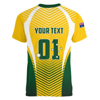 Personalised Australia Soccer Women V Neck T Shirt Matildas Sporty Yellow Version - Wonder Print Shop