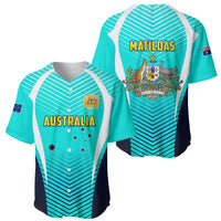 Australia Soccer Baseball Jersey Matildas Sporty Turquoise Version - Wonder Print Shop