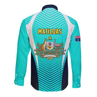 Australia Soccer Long Sleeve Button Shirt Matildas Sporty Turquoise Version - Wonder Print Shop