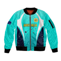 Australia Soccer Sleeve Zip Bomber Jacket Matildas Sporty Turquoise Version - Wonder Print Shop