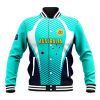 Personalised Australia Soccer Baseball Jacket Matildas Sporty Turquoise Version - Wonder Print Shop