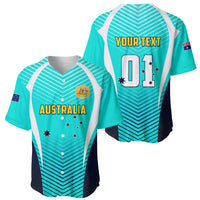 Personalised Australia Soccer Baseball Jersey Matildas Sporty Turquoise Version - Wonder Print Shop