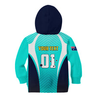 Personalised Australia Soccer Kid Hoodie Matildas Sporty Turquoise Version - Wonder Print Shop