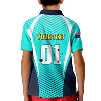 Personalised Australia Soccer Kid Polo Shirt Matildas Sporty Turquoise Version - Wonder Print Shop