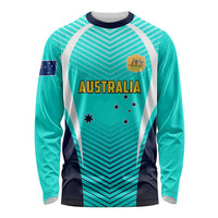 Personalised Australia Soccer Long Sleeve Shirt Matildas Sporty Turquoise Version LT01