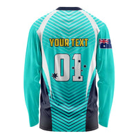 Personalised Australia Soccer Long Sleeve Shirt Matildas Sporty Turquoise Version LT01