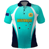 Personalised Australia Soccer Polo Shirt Matildas Sporty Turquoise Version - Wonder Print Shop