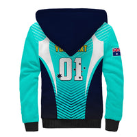 Personalised Australia Soccer Sherpa Hoodie Matildas Sporty Turquoise Version - Wonder Print Shop